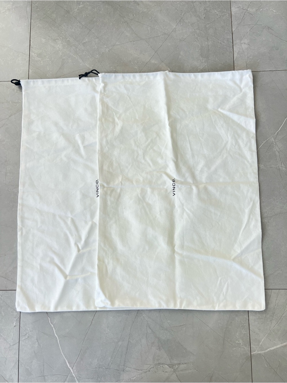 VINCE New Extra Long Boots Shoe Duster / Shoe Dust Bag Drawstring White Canvas